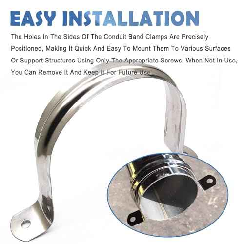 Nge 4inch Rigid Pipe Strap Clamp-Two Hole Strap-U Bracket Tube Clip-Stainless Steel Heavy Duty Pipe Fasten Holder-Secures Conduit£¬4Pcs£¨115mm)