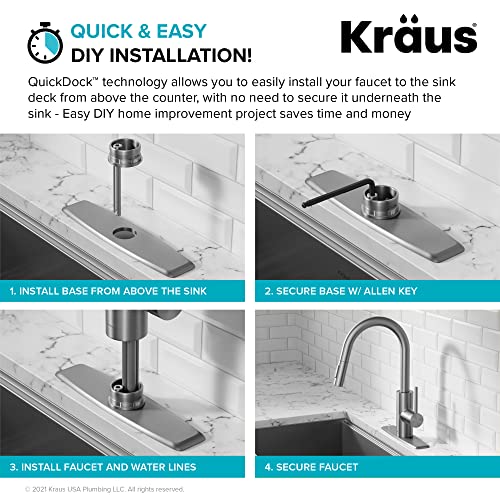 Kraus Oletto Spot Free Stainless Steel Dual Function Kitchen Faucets with Pull Down Sprayer, KPF-2620SFS