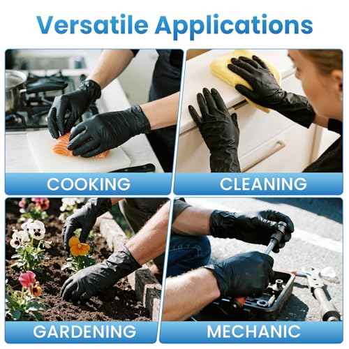 Borje Nitrile Gloves Large, 100 Count Disposable Gloves, 4 Mil, Black, Latex-Free Powder-Free, Medical Exam, Food Safe, Cleaning, Cooking