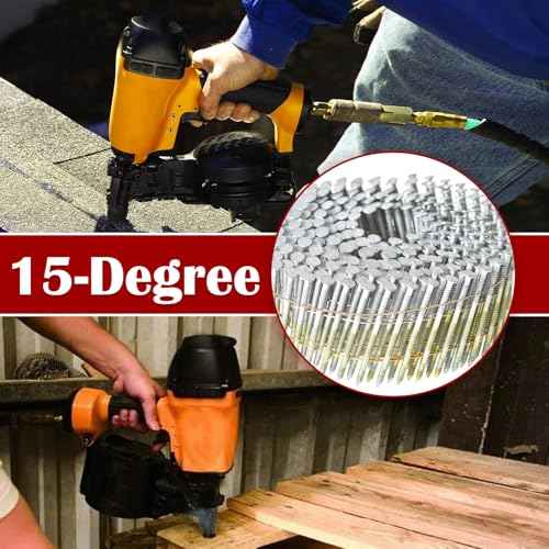 Siding Nails 2-Inch x .092-Inch 15-Degree Collated Wire Coil Full RoundHead Ring Shank Hot-Dipped Galvanized 3600 Count. Adapted to Gun Type CN57/CN65/CN70.