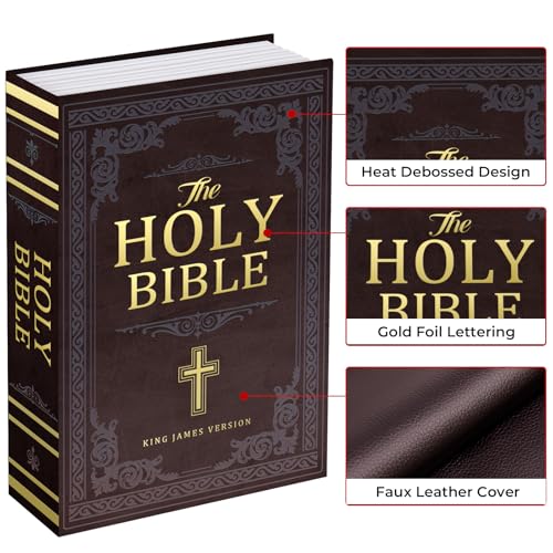 KOFAIR Bible Book Safe with Combination Lock, Fireproof Bag, Large Hidden Storage