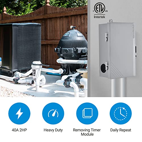 Dewenwils Outdoor Pool Pump Timer 2HP 40A Mechanical Water Timer Box