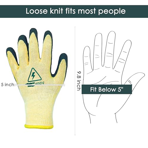 400V Voltage Resistant Gloves Insulated Electrician, Electrical Rubber Non-slip Texture for Prevent Shock