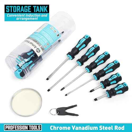 Amartisan 10-Piece Magnetic Screwdrivers Set, 5 Phillips and 5 Slotted Tips Professional Cushion Grip Screwdriver Set 2pcs Portable Multifunction Key Mini Screwdriver (Blue)