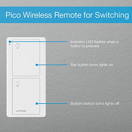 Lutron Caseta Smart Switch 3-Way Kit, with Pico Remote, Wallplate, Wall Bracket for LED Lights and Fans, 5 Amp, Neutral Required, P-PKG1WS-WH