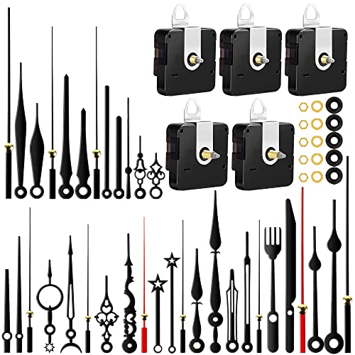 5 Pack Quartz Clock Movements with Hands for DIY Clock Repair and Craft Projects