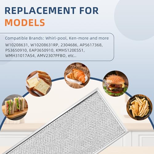 Fetechmate 13 x 6 Microwave Grease Filter Replacement Pack of 2 for Whirlpool Ge W10208631A