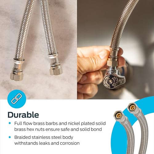 Eastman 16-Inch Steel-Flex Flexible Faucet Supply Line, 3/8 in. Compression Braided Stainless Steel