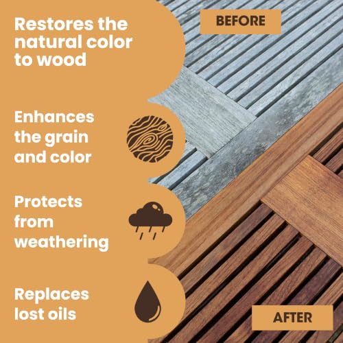 Furniture Clinic Teak Oil 17 Fl Oz - Protect & Restore Indoor & Outdoor Wood Furniture