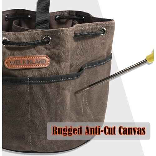 WELKINLAND 12-Pockets Canvas Screw Bags, Heavy-Duty screws pouch, StandUp parachute tools bag, Small parts organizer bag, Parachute bag for screws