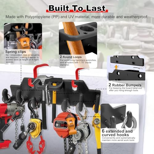 CNQLIS Lineman Tool Board with Bucket Hooks - Black Lineman Tool Organizer for Bucket Truck