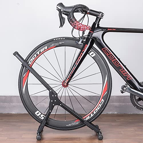CHEPARK Indoor Bike Floor Stand Rack - Adjustable Bicycle Storage for 20-29 Inch Mountain & Road Bikes - 1 Bike