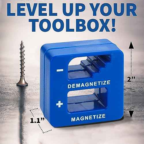 Demagnetizer and Magnetizer - Blue - for Screwdrivers Tips, Bits, and Small Tools, Large or Big Screws, Drills, Drill Bits, Sockets, Nuts, Bolts, Nails and Precision Construction Tools