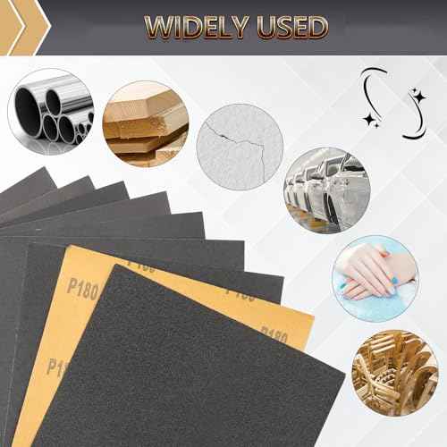 12-Sheet 600 Grit Wet Dry Sandpaper, 9 x 11 Inch Sand Paper Silicon Carbide Abrasive Sanding Sheets for Woodworking, Automotive and DIY Projects