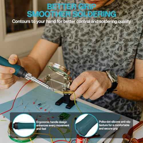 Soldering Iron Kit,90W LED Digital Soldering Gun Kits,Adjustable Temperature Soldering Welding Tool Kit with 5 Solder Iron Tips,Solder Stand,Solder Wire,Desoldering Pump, Tweezers,Auto Sleep (13 in 1)