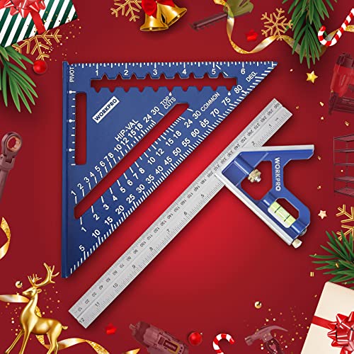 WORKPRO Aluminum Alloy Carpenter Square and Zinc-Alloy Ruler Set