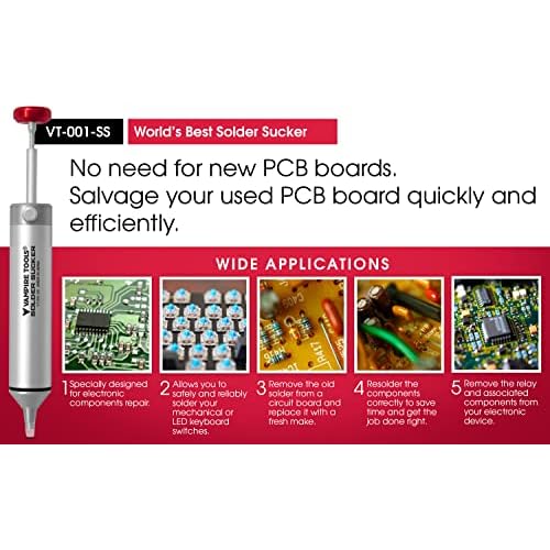 VAMPLIERS Premium Solder Sucker Made in Japan Heavy Duty Desoldering Pump High Power Vacuum Suction