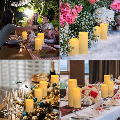 YOROXRG 24 Waterproof Outdoor Flameless Candles Set - Ivory, 3 Sizes with Remote & Timer