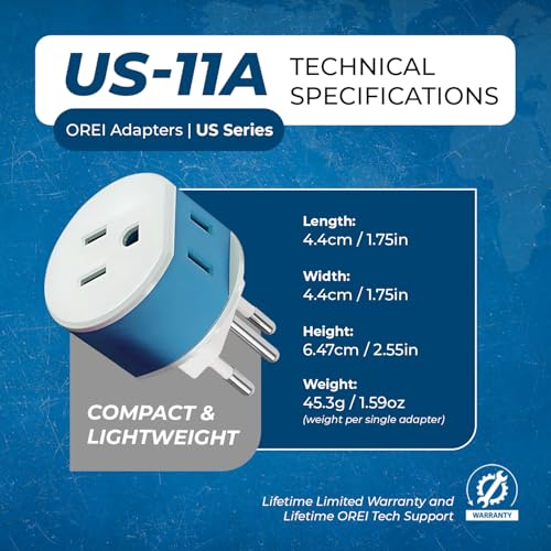 OREI Switzerland Power Plug Adapter Type J-Switzerland 3 Pack for US Devices