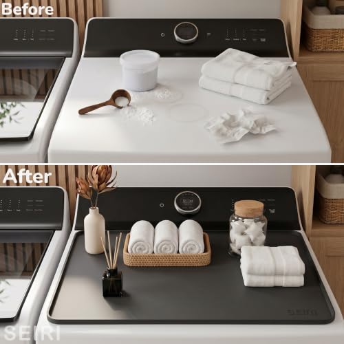 SEIRI 26x18 in Silicone Top Protector Mat for Top-Loading Washer & Dryer - Non-Slip, Waterproof, Dark Gray (1 pack)