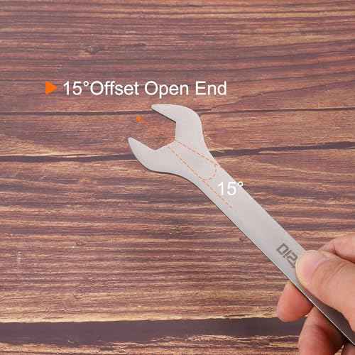 HARFINGTON 2pcs Thin Combination Wrench Metric 5.5mm 6-Point Ended Box 15 Degree Offset Open End Stainless Steel, Silver Tone