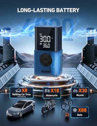 AstroAI L7S Portable Cordless Tire Inflator with Digital Pressure Gauge - Blue, 150 PSI
