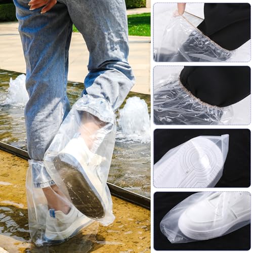 10 Pairs Children's Boot Covers, 30 * 28 cm, Disposable Non-Slip Shoe Covers, Thickened Waterproof Plastic Boot and Shoe Cover for Children (Transparent)