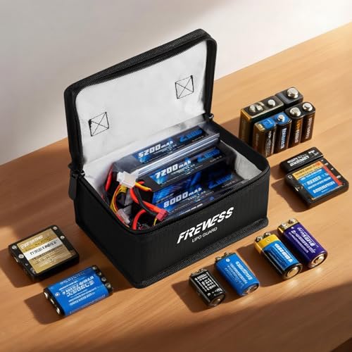 FIREWESS 2 Pack Fireproof Lithium Battery Safe Bags 6.7x4.3x3.3in for Storage & Transportation