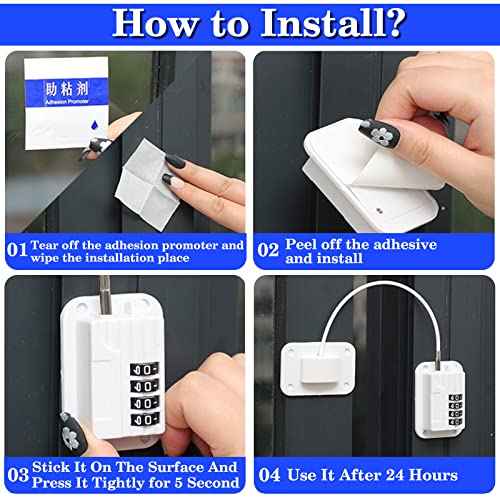 2025 New Refrigerator Locks with Combination - Child Proof Fridge Locks for Kids and Aldult with 4 Code, Cabinets Safety Door Lock for Freezer and Drawers, Windows - No Tools Need or Drill (Patent)