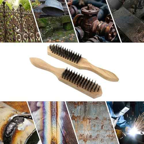 Steel Wire Brush Pack of 2 - Beechwood Handle Wire Brushes - Heavy Duty Steel Bristle Cleaning Brush for Rust, Paint & Welding Slag Removal - Durable Metal Cleaning Tool