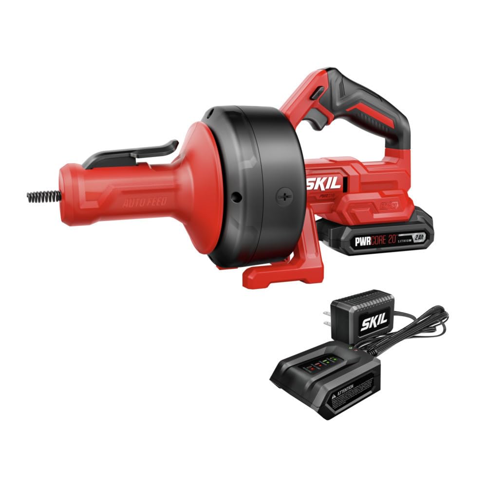 SKIL Power Snake Drain Cleaner Kit including 20V 2.0Ah Lithium Battery & 20V Charger - AU0225D-12