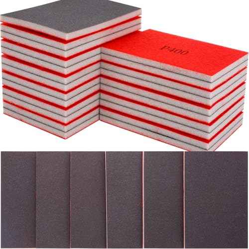 24 Pcs 400 Grit Sanding Sponge, Sanding Sponges for Wood, Soft Foam Hand Sander Block Wet Dry Sanding Pads for Automobile Wood Furniture Metal Drywall Polishing