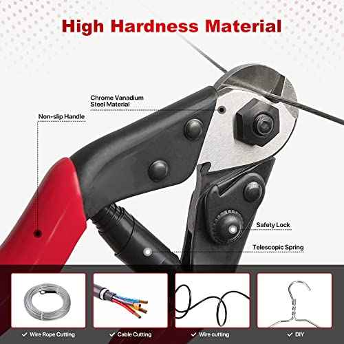 Bike Cable Cutter, Heavy Duty Stainless Steel Cable Cutter, Wire Rope for Deck Stair Railing Strong Thick Seal Metal Fencing Bicycle Bike Brake Cutter With 10 Pcs Ferules CR12, CT1