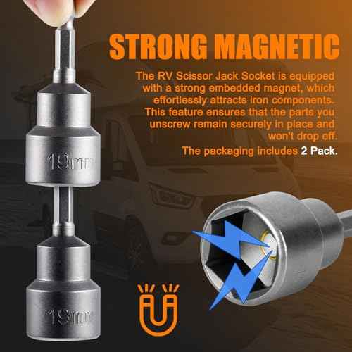 Leveling Scissor rv-Jacks Socket Drill Adapter with 1/4 Quick Connect Hex Shank Tools, Works with All 3/4 or 19mm Hex Drive Jacks,Power Nut Driver Bit Set 2 Pieces CQSPMOTO (Normal)
