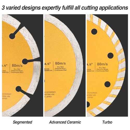 Gunpla 3 Pieces 4-1/2 inch Diamond Cutting Blade Continuous Segmented Turbo Rim Dry Wet Circular Saw Cutter Angle Grinder Disc 7/8 inch Arbor with Reducing Ring 5/8 inch for Tile Masonry