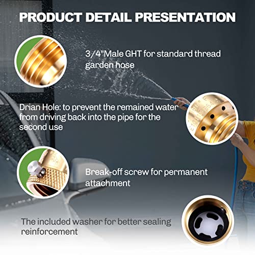 2 Pack Brass 3/4 Inch GHT Hose Bibb Backflow Preventer Vacuum Breaker Set