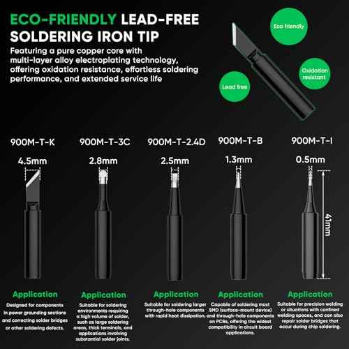 ?Larlarsa DS936 Soldering Station - Digital Soldering Station Kit, 60W Soldering Iron (356¡ÆF-896¡ÆF) with 5 Extra Lead free Tips, Lead-Free Solder Wire, Sleep Mode, ESD Safe, Auto Calibration