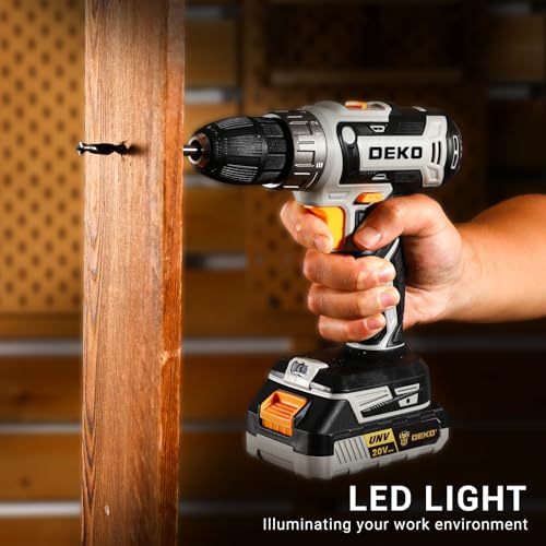 DEKOPRO 20V Cordless Power Drill Set with Battery & Charger - Gray