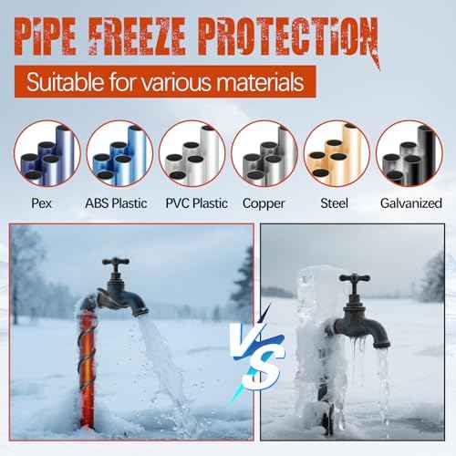 £¨3FT-200FT£©Pipe Heating Cable for Pipe Freeze Protection, Heat Cable for Water Pipes, Heat Tape for Water Pipes, Plumbing Fixtures, Keeps Water Flowing at -40¡ÆF, 120V 5W/FT£¨50FT£©