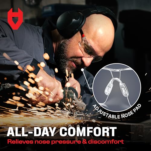 NoCry Clear Safety Glasses for Men and Women with Anti-Fog and Scratch Resistant Wrap Around Lenses, Adjustable Temples and Nose Pads ? ANSI Z87 Certified Protective Eyewear with 100% UV Shielding