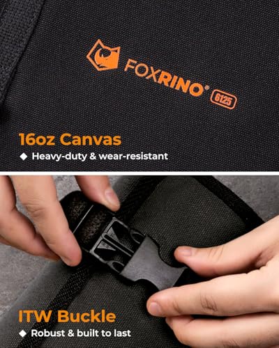 Foxrino 17+1 SAE Wrench Roll Organizer Bag Heavy Duty Canvas Pouch Black
