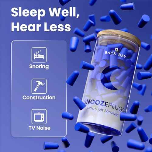 SnoozePlugs Ultra Soft Foam Earplugs for Sleeping, 60 Pairs Comfortable Foam Ear Plugs for Side Sleepers- 33db NRR Nightime Earplugs for Snore Blocking, Noise Canceling Sleep