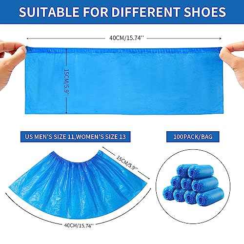 HUADYMEET Shoe Covers Disposable Non Slip For Indoors 100Pack(50 Pairs) Waterproof Shoes Protector Cover Durable Boot Booties Covers Fits up to size 11 US Men and 13 US Women,Large,Blue