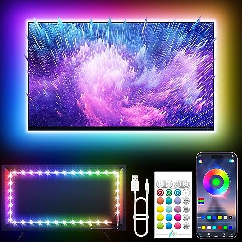 KANTUTOE Multicolor 16.4FT LED TV Backlight Strip for 45-75 Inch Smart TVs with Bluetooth App & Music Sync