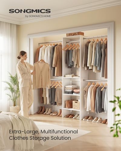 SONGMICS Customizable Walk-In Closet System 4-9.6 FT Modern Organizer