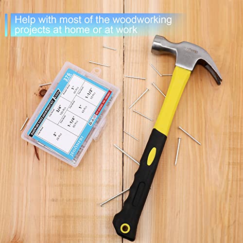 376PCS Nails & Hammer Set with 8oz Claw Hammer - DIY Hanging Picture Kit