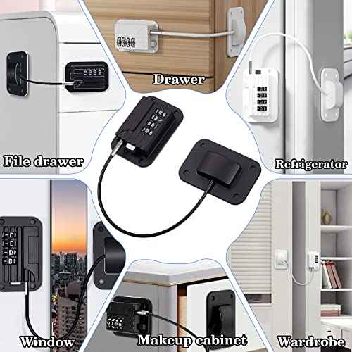 2025 New Refrigerator Locks with Combination - Child Proof Fridge Locks for Kids and Aldult with 4 Code, Cabinets Safety Door Lock for Freezer and Drawers, Windows - No Tools Need or Drill (Patent)