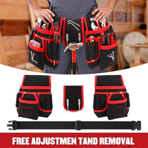 Tool Belt, Magnetic Tool Pouch with 26 Pocket Tool Belts for Men, Heavy Duty Adjustable Tool Pouch Bag, Detachable Utility Belt Tool Bags for Electrician, Carpenter, Construction