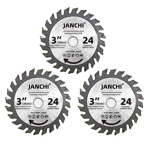 3Pack 3 Inch 24T Carbide Circular Saw Blade for Cuts Woods, Plastic, PCV, Acrylic, Aluminum, 7/16" Arbor Compatible with All Dremel Saw-MAX, Ultra-Saws, RotoZip Saws, Rigid 3" Multi-Material Saw