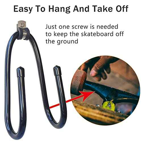 Upgraded Skateboard Wall Mount Skateboard Hanger, Skateboard and Longboard Wall Rack, Skate Board Holders-Lengthen